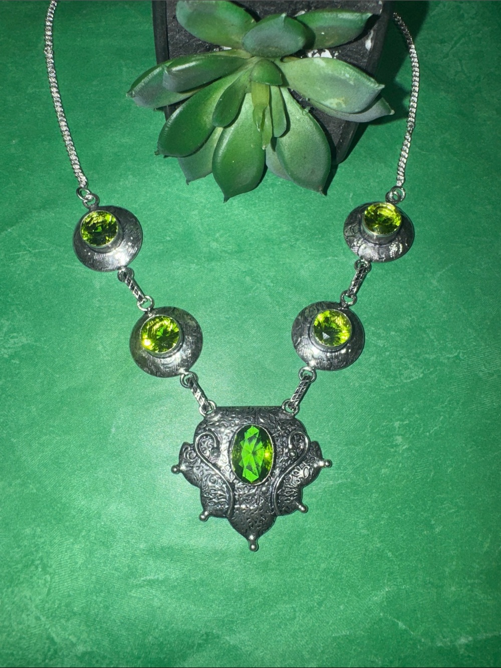 Silver Peridot Necklace